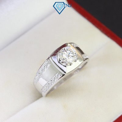Nhẫn bạc nam Moissanite 6.0mm bản nhỏ kèm thẻ tra cứu đá xi bạch kim sang trọng NNAM0059 - Trang Sức TNJ