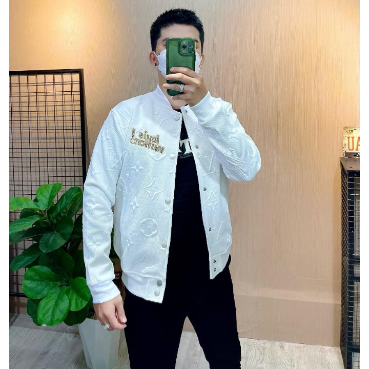 Áo Khoác Nỉ Bomber LV Phối Màu Unisex Vân Dập Nổi Logo Gấu Chất Nỉ Bông Ấm Áp Siêu Chất dorisshop