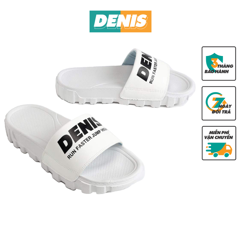 Dép quai ngang DENIS đế cao 4cm phong cách cá tính màu trắng DC01