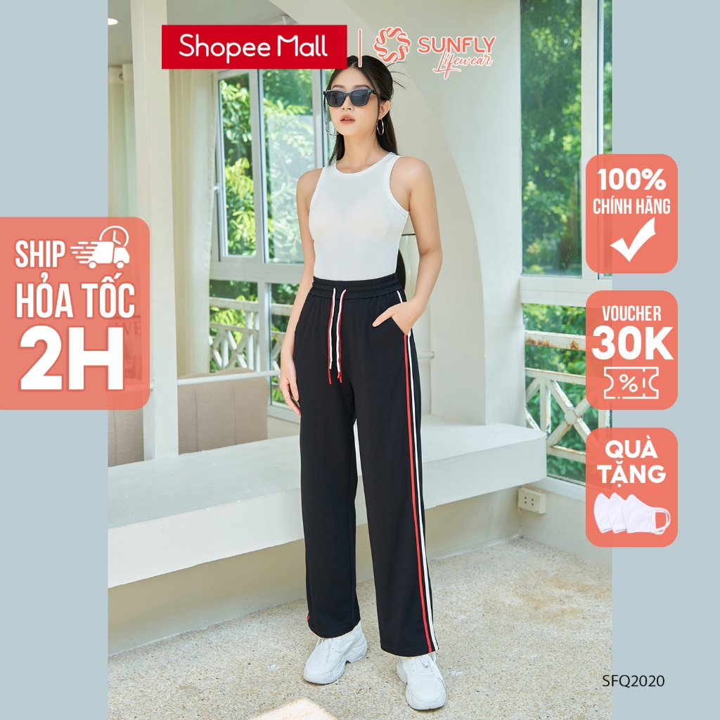 Quần dài thun tổ ong SUNFLY dáng xuông SFQ2020