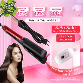 Máy duỗi tóc mini uốn làm xoăn bấm là thẳng may uon toc 2 trong 1 kemei km-531