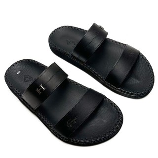 dép nam da bò cao cấp cao 2.5CM may quai thủ công mẫu hai quai D76