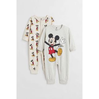 Set 2 body dài HM mickey Xám/Trắng