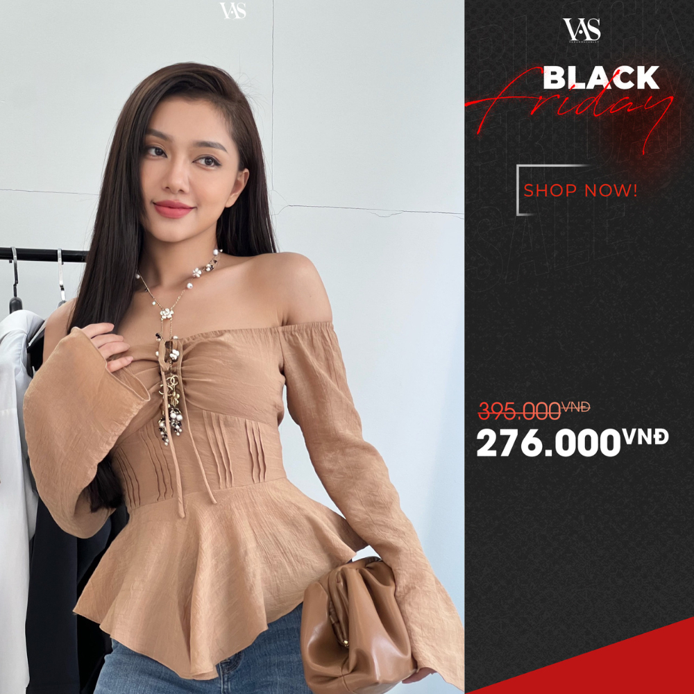 [ BLACK FRIDAY ] Áo nữ VANANHSCARLET nhún ngực tay xòe A002S23