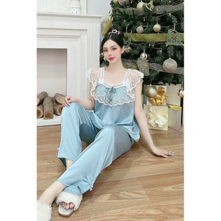 Bộ lụa phối ren mặc nhà cực xinh