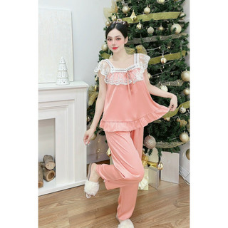 Bộ lụa phối ren mặc nhà cực xinh