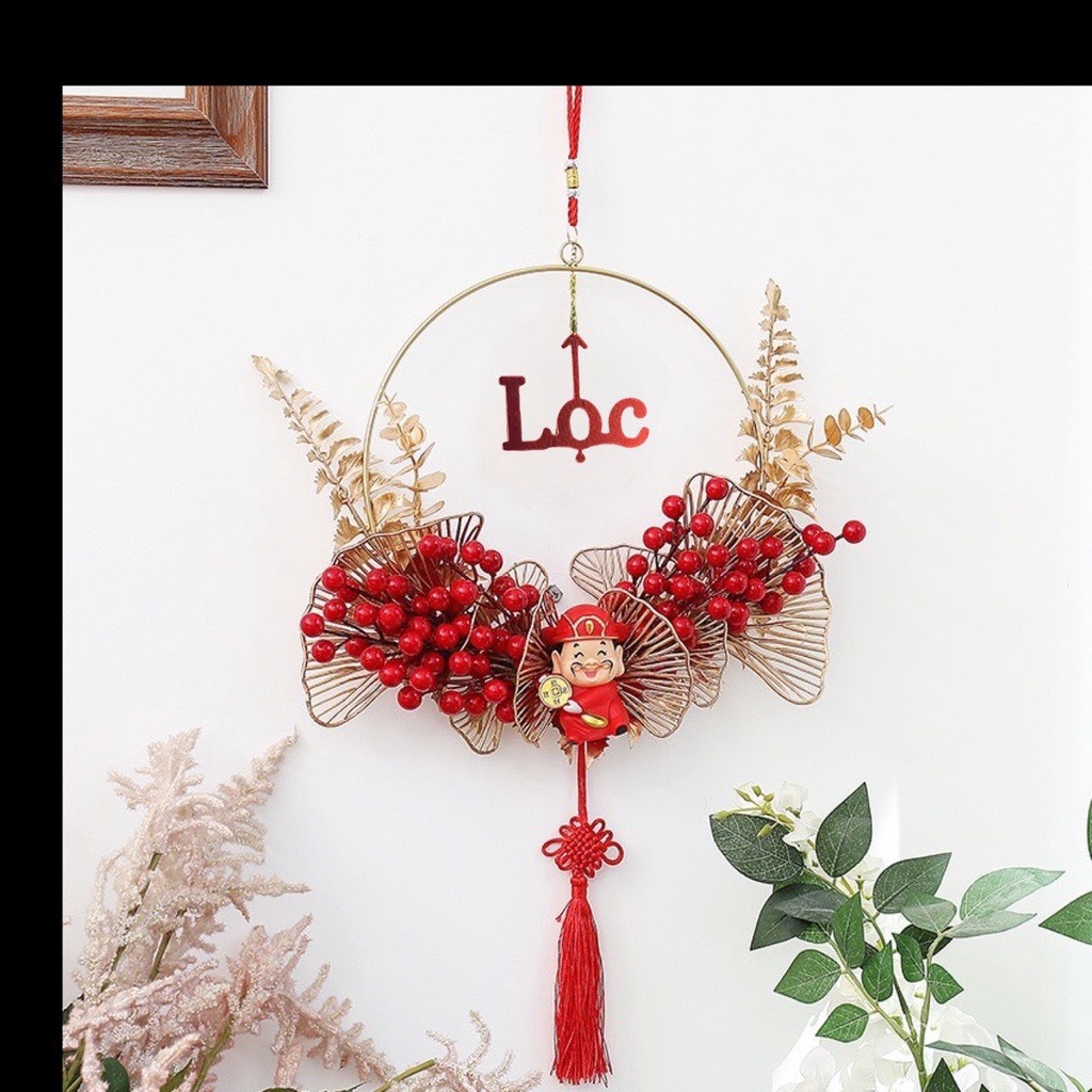 Vòng Treo Cửa Đào Đông Trang Trí Nhà Cửa Dịp Tết Có Đèn LED  khaihuyauto