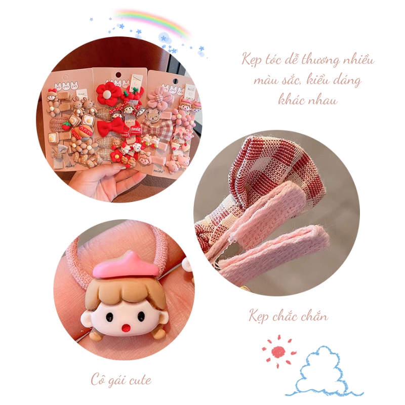 Kẹp tóc cho bé gái 15 chi tiết NEMO STORE đẹp dễ thương, họa tiết hoạt hình