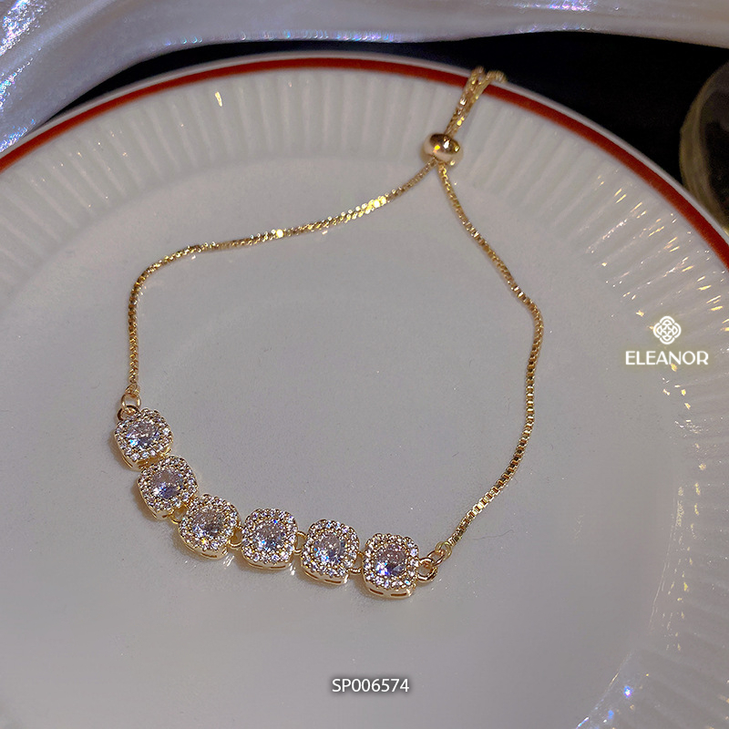 Vòng tay nữ dây rút titan Eleanor Accessories đính đá phụ kiện trang sức 6574