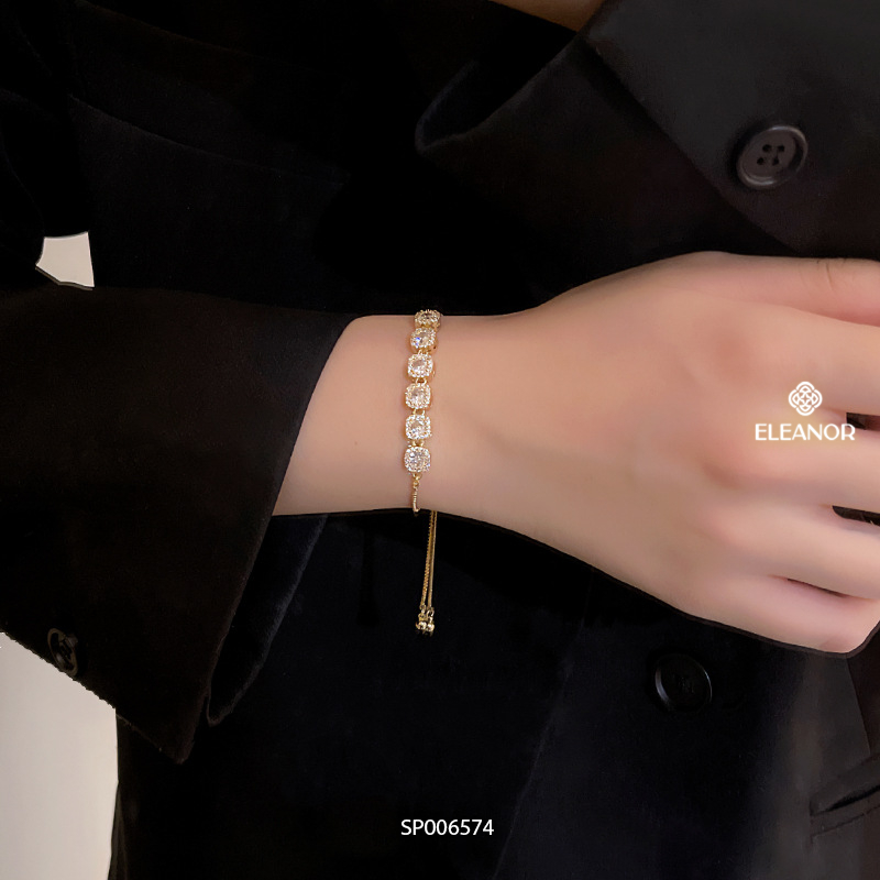 Vòng tay nữ dây rút titan Eleanor Accessories đính đá phụ kiện trang sức 6574