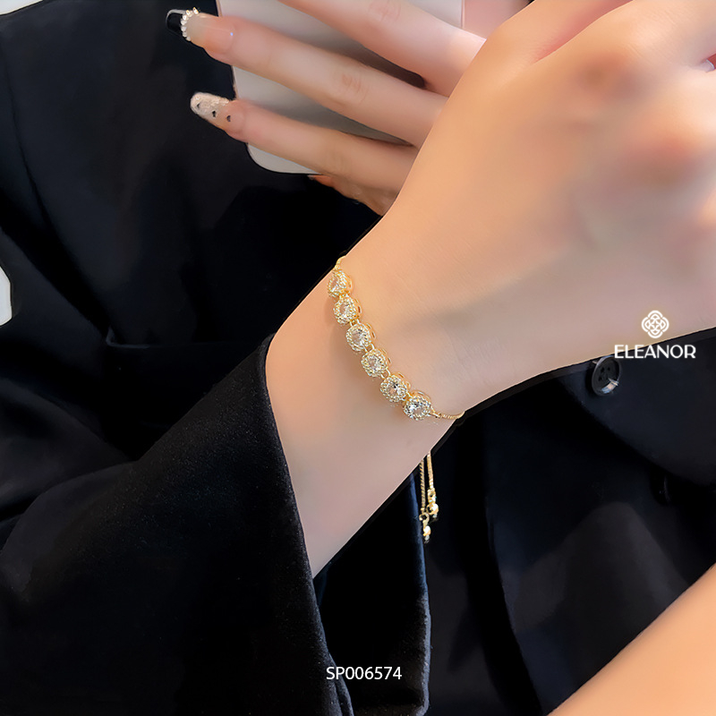 Vòng tay nữ dây rút titan Eleanor Accessories đính đá phụ kiện trang sức 6574