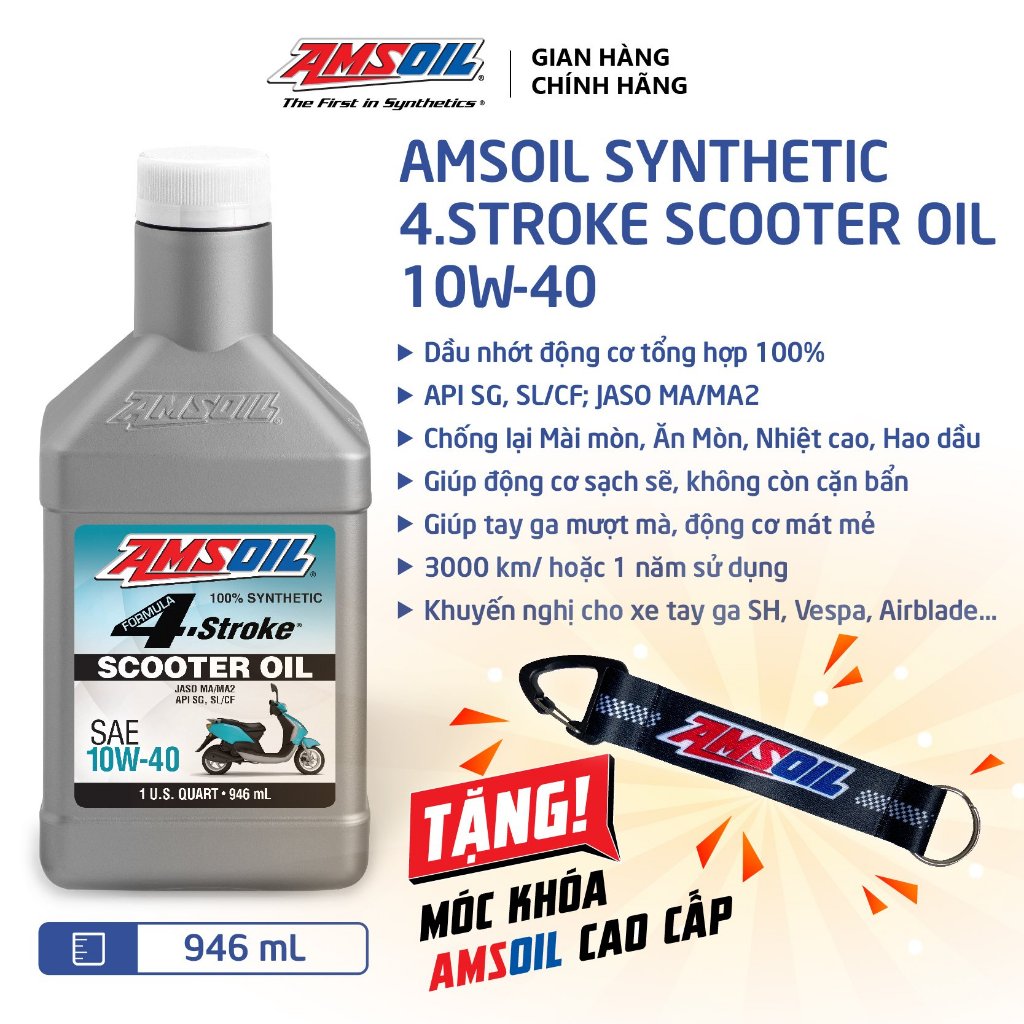 Dầu Nhớt Xe Tay Ga Amsoil Scooter 10w40 946ml 