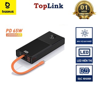 Pin Sạc Dự Phòng 20000mAh Công Suất Cao 65w Baseus Kèm Dây Sạc Nhanh Type C Cho Macbook , Laptop , Điện Thoại - TopLink