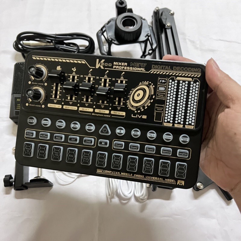 Bộ mic thu âm LGT240 đi sound card k500, chân đế, màng lọc