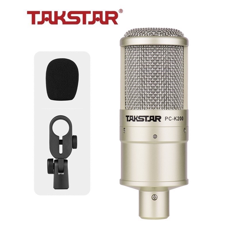 Bộ sound card x5 và mic thu âm takstar PC K200 kèm giá đỡ điện thoại kiêm đèn