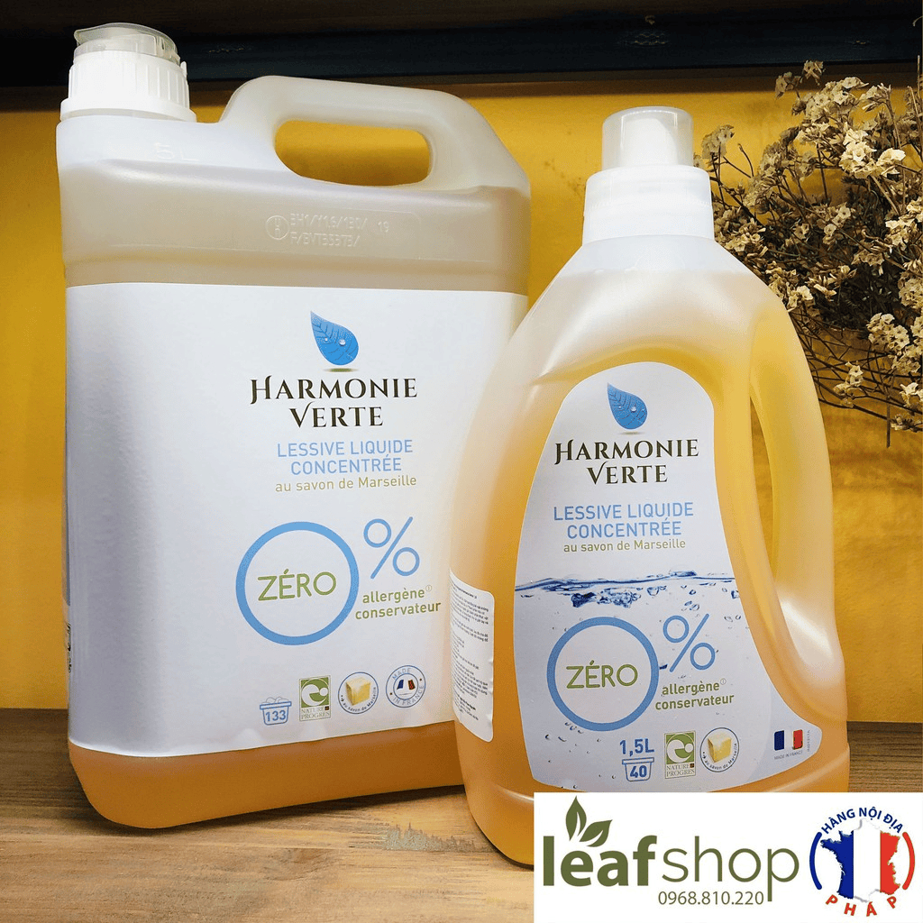 Nước giặt hữu cơ đậm đặc hương thông bạc hà Harmonie Verte nhập khẩu Pháp