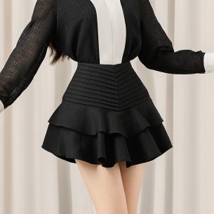 THOSE STUDIOS Chân váy đen ngắn xoè bánh bèo, nữ tính Cherry Skirt