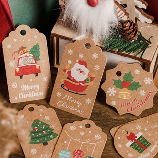 Set 50 thẻ tag giấy - thẻ giấy kraft kèm dây trang trí cây thông - tag giấy trang trí giáng sinh