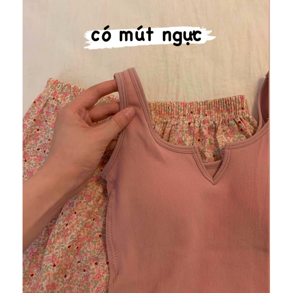 Bộ đồ ngủ Áo Thun Hai Dây Phối Quần Short  thoáng mát thoải mái giá rẻ