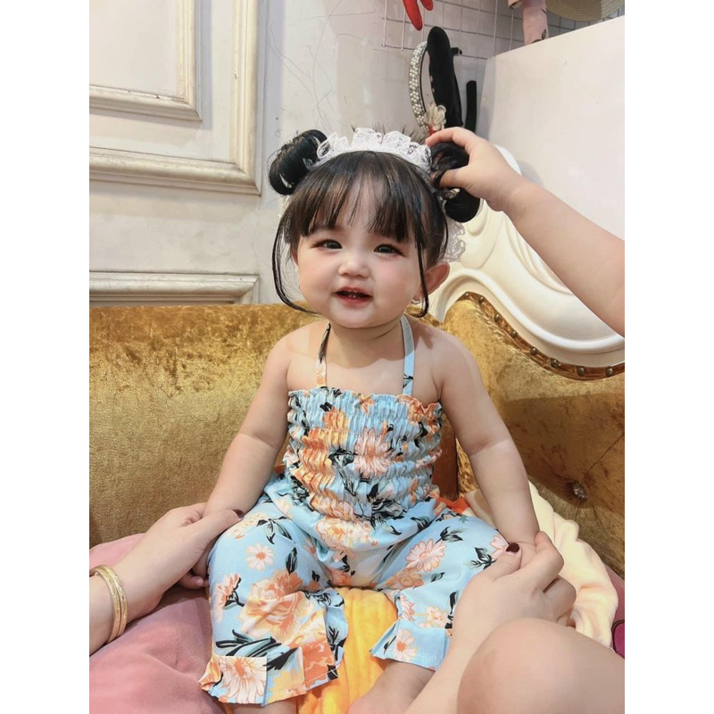 Turban / băng đô tóc giả tiểu thư cho bé