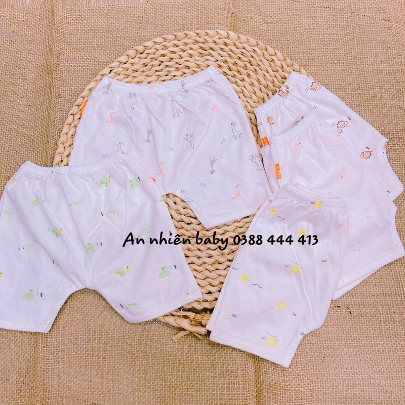 Bộ tay ngắn sơ sinh cotton cao cấp CUNCON | Mẫu bộ quần áo Họa Tiết Cài Lệch | Size 1,2,3 cho bé sơ sinh - 9kg