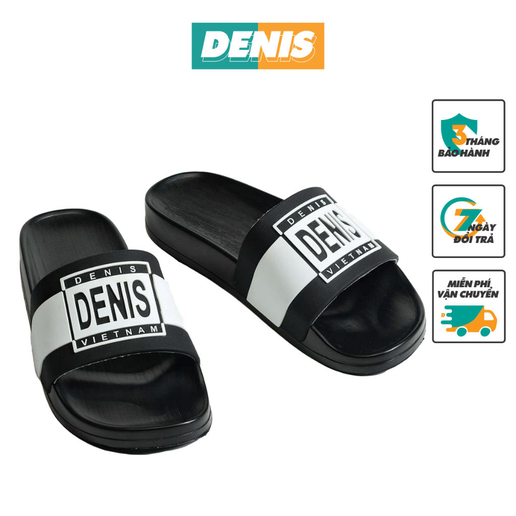 Dép quai ngang nam nữ Denis DE01 Unisex Slipper Màu Đen sọc trắng Ngoài trời