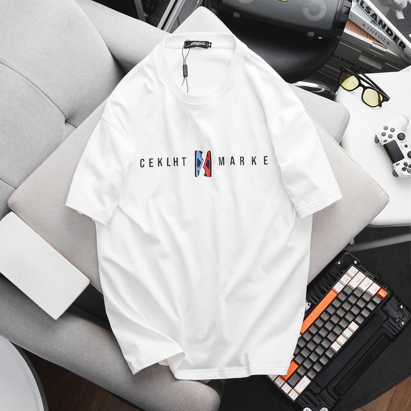 Áo Thun Nam Cổ Tròn Tay Ngắn Vải Cotton In Chữ Ceklht Market AO.127
