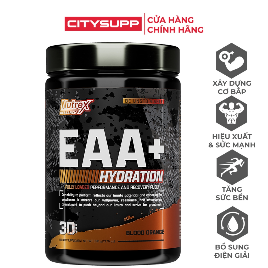 Nutrex EAA+ Hydration 30 Servings, Phục Hồi & Tăng Cơ, Sức Mạnh, Sức Bền, Bổ Sung 8G EAA + BCAA + 1.5G Chất Điện Giải