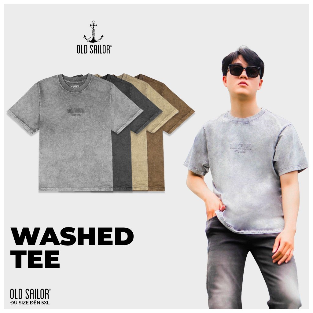 Áo thun wash đá nam Old Sailor - O.S.L WASHED TEE - 26017 - Big Size upto 5XL