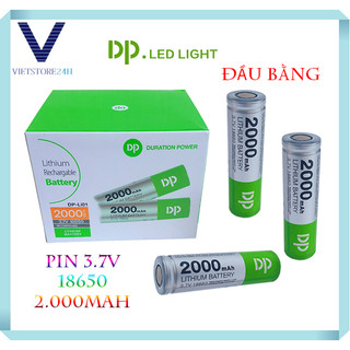 Pin sạc dp-li01 2000 mah 18650 3.7v đầu bằng