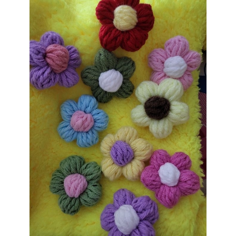 Ghim cài áo hoa len handmade cài balo, mũ