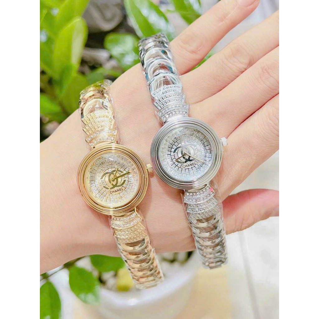 Đồng hồ nữ lắc Chanell013  mặt tròn dây kim loại cao cấp SIÊU HOT chống nước tốt - Bảo hành 12 tháng