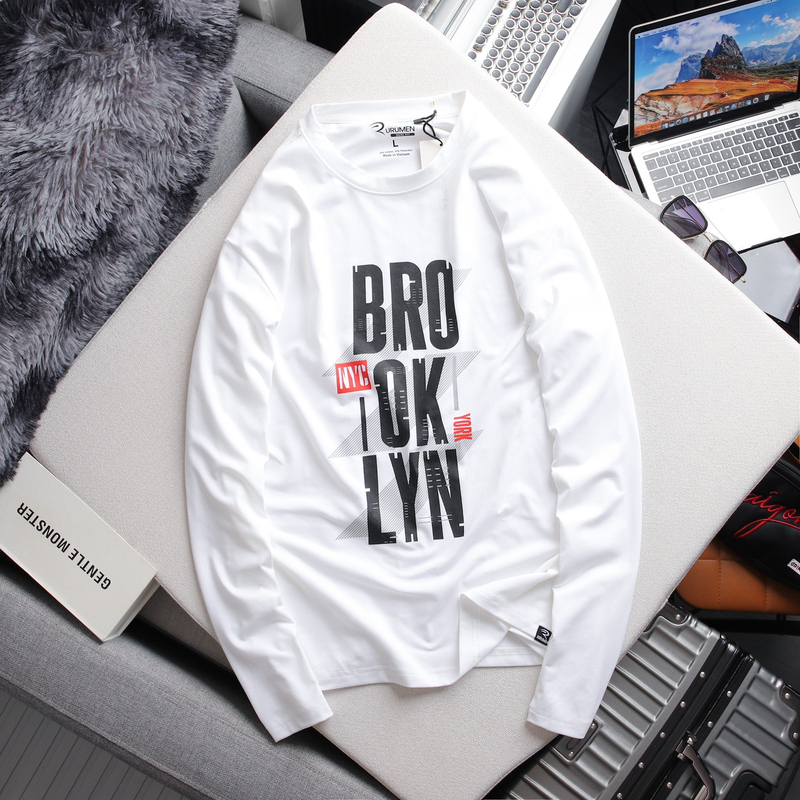 Áo Thun Nam Dài Tay Cổ Tròn Vải Cotton In Chữ Brooklyn Đẹp Có Big Size AO.130