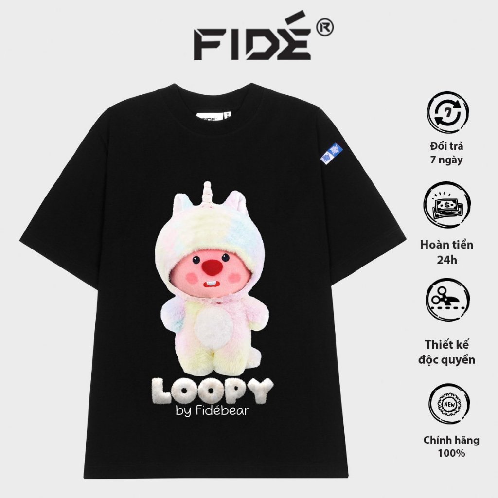 Áo thun FIDE LOOPY Hải Ly unisex form rộng cổ tròn LOOPY - AT15