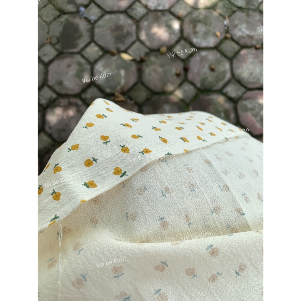 Vải thô cara hoa nhí 100% cotton mềm mát may váy đầm Vải bé Kum Vải bé Kưm