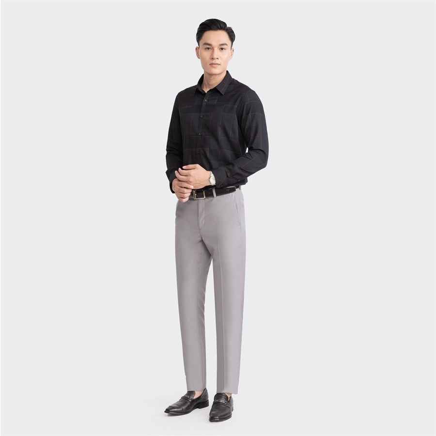 Áo sơ mi nam dài tay ARISTINO Slim Fit ôm nhẹ, họa tiết kẻ đen kẻ cam  thời thượng, lịch lãm - ALS01903