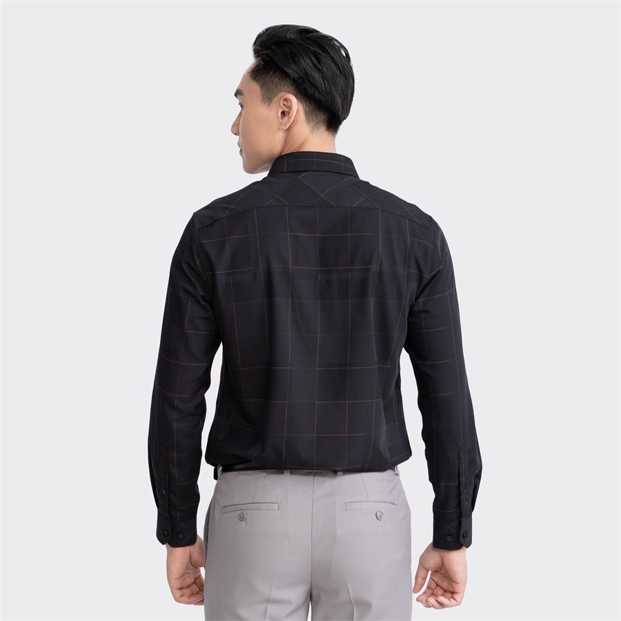 Áo sơ mi nam dài tay ARISTINO Slim Fit ôm nhẹ, họa tiết kẻ đen kẻ cam  thời thượng, lịch lãm - ALS01903