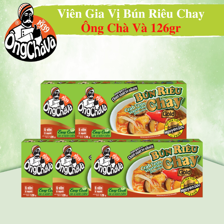 Combo 5 Hộp Viên Gia Vị Bún Riêu Chay Ông Chà Và 126g (Crab Taste Vegetable Soup Cubes)