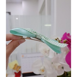 Kẹp tóc nơ phối caro xinh xắn
