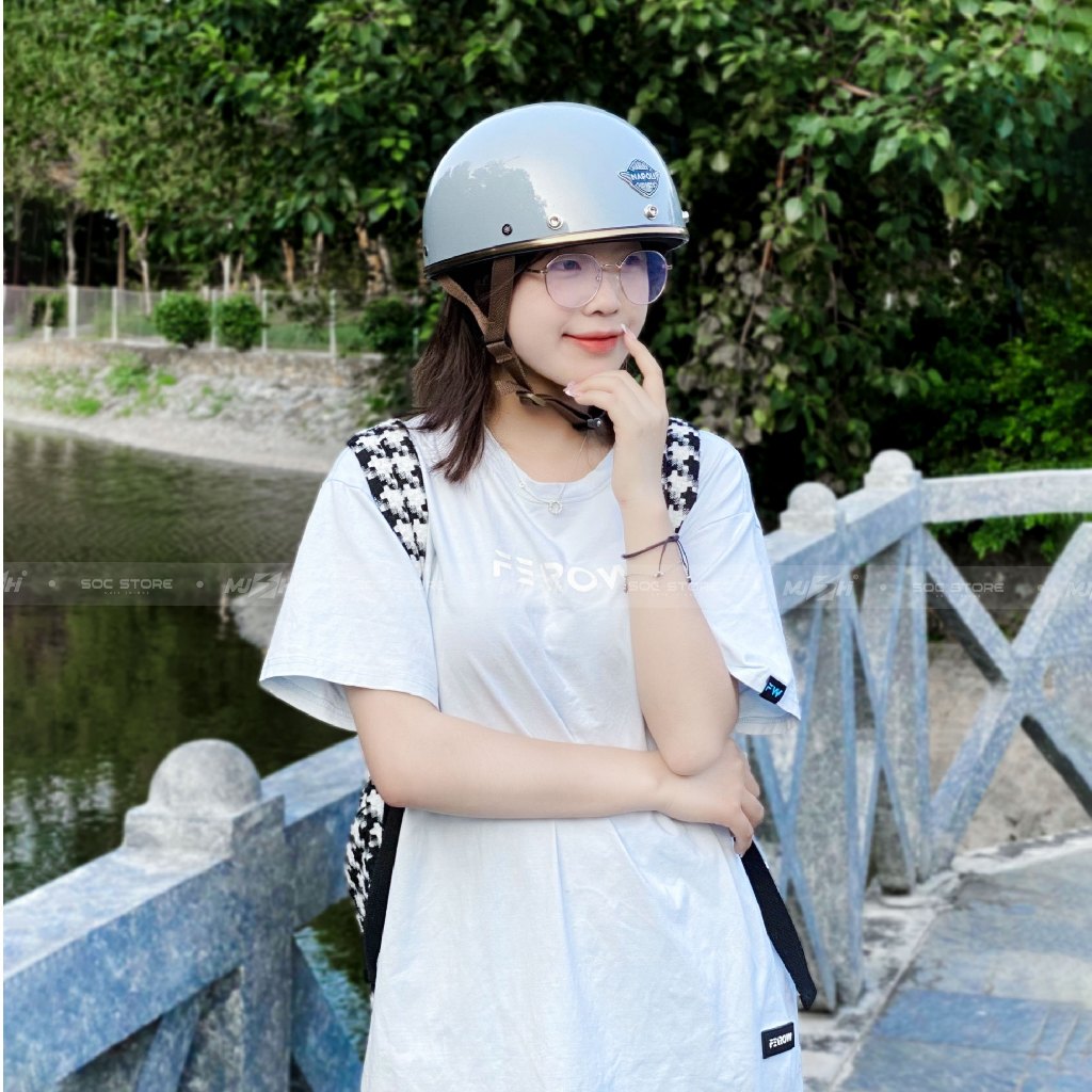 Mũ bảo hiểm nửa đầu Napoli Pug Version Harley, nón bảo hiểm 1/2 Napoli Sóc Store Vietnam chính hãng