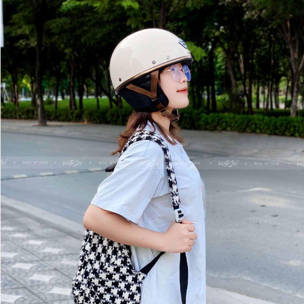 Mũ bảo hiểm nửa đầu Napoli Pug Version Harley, nón bảo hiểm 1/2 Napoli Sóc Store Vietnam chính hãng