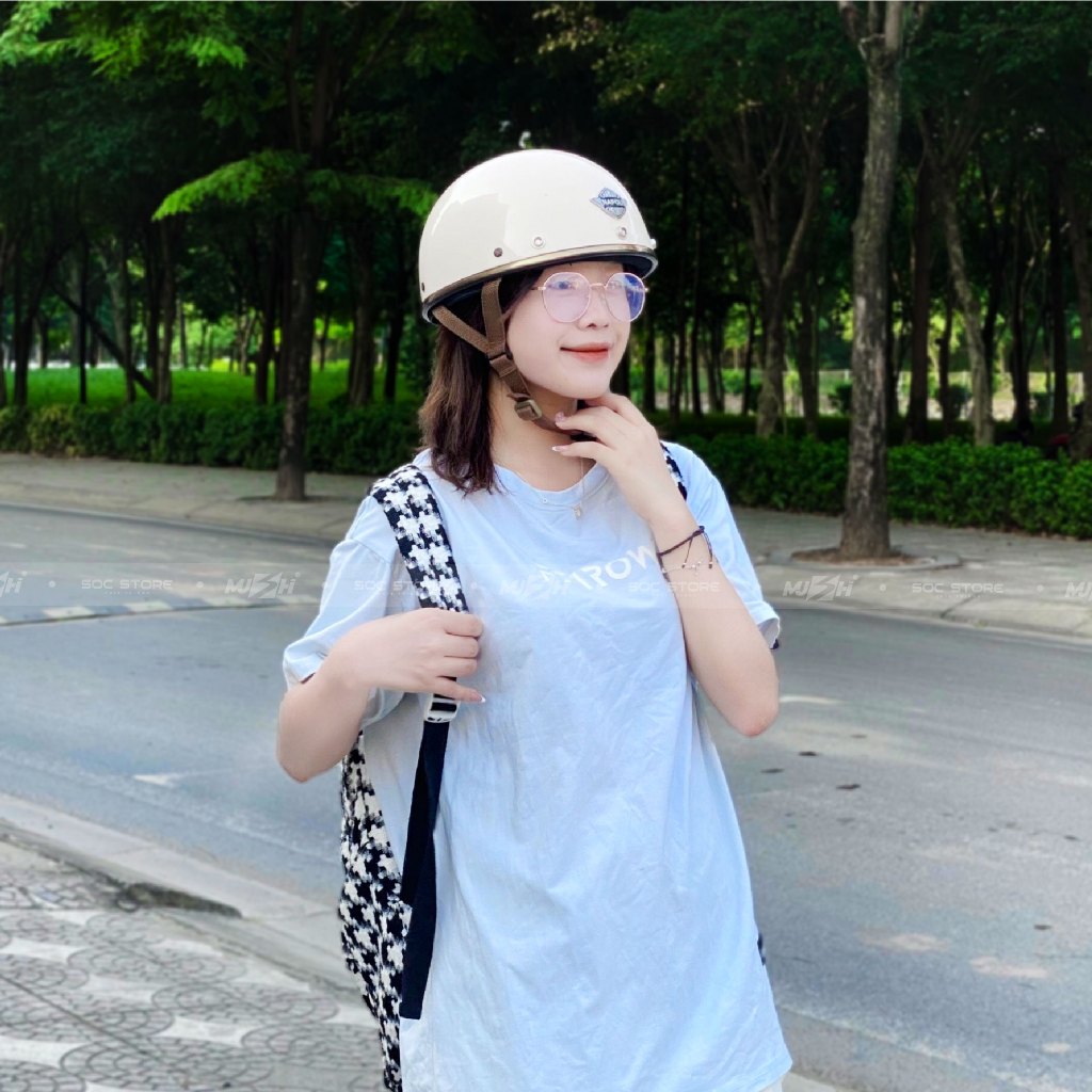 Mũ bảo hiểm nửa đầu Napoli Pug Version Harley, nón bảo hiểm 1/2 Napoli Sóc Store Vietnam chính hãng