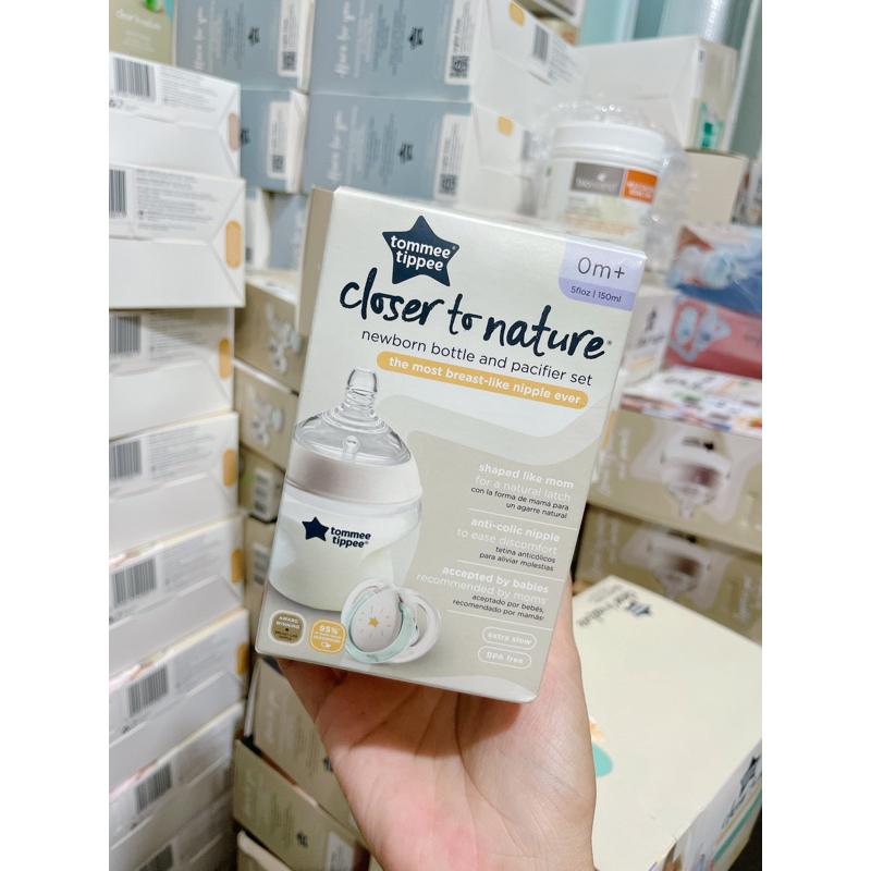Set bình sữa Tommee Tippee 150ml + ti giả 0-6m