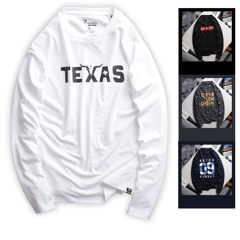 Áo Thun Nam Dài Tay Cổ Tròn Vải Cotton In Chữ Texas Đẹp, Có Big Size AO.132