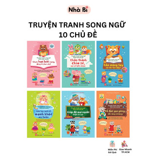 Combo 10 sách truyện song ngữ việt - anh - dạy trẻ nề nếp chăm ngoan: quét mã qr nghe lời tiếng anh
