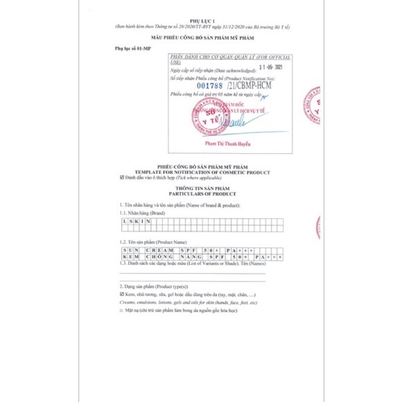 Kem chống nắng Sun Cream Lskin Đan Thy