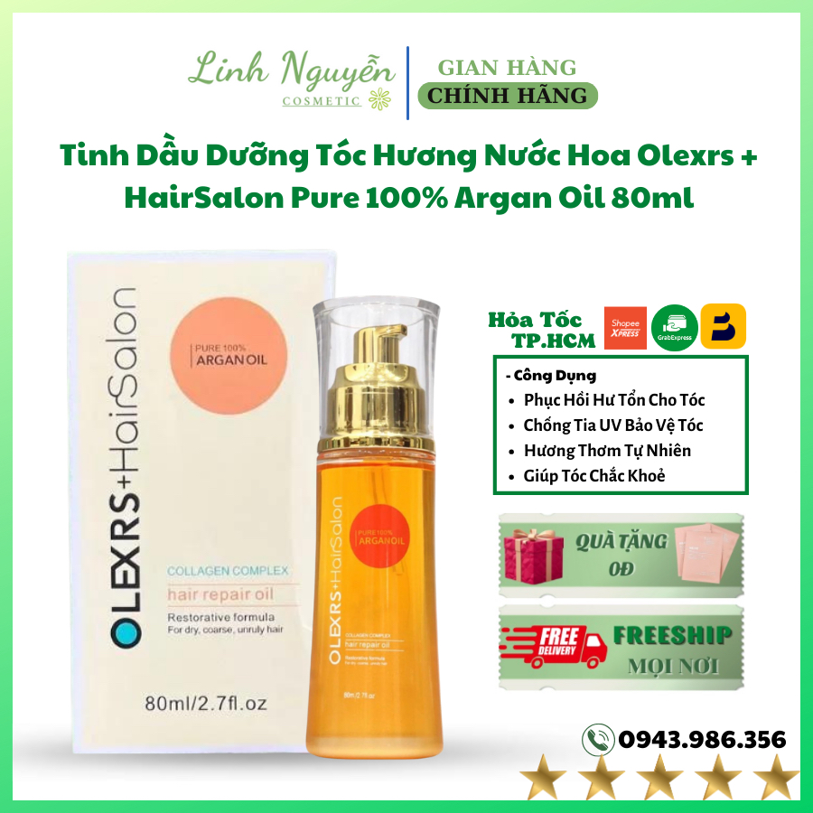 Tinh Dầu Dưỡng Tóc Hương Nước Hoa Olexrs + HairSalon Pure 100% Argan Oil 80ml