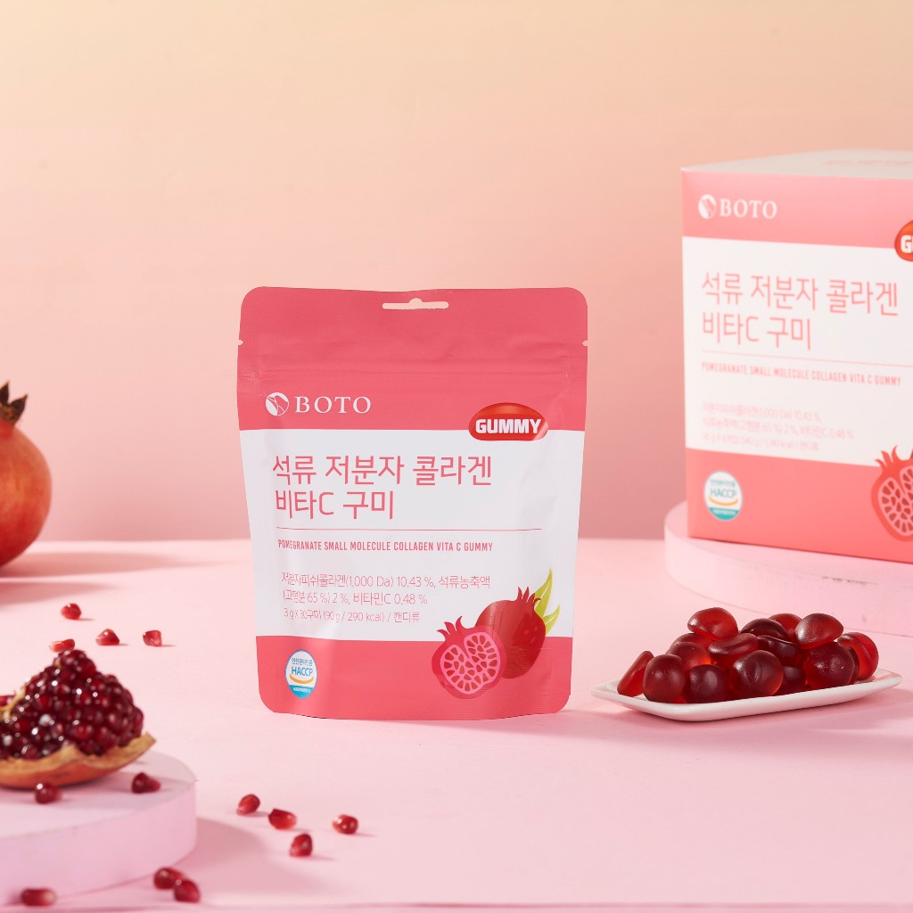 Kẹo Dẻo Collagen Vị Chanh và vị lựu sáng da  , Glutathione Boto Beauty Secret Glutathione White Collagen C Gummy