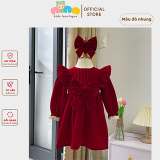 Váy Thu Đông cho bé gái 3kg-16kg Nina Kids Boutique Đầm Bé Sơ Sinh Kèm Turban Váy Tết Cho Bé Váy Noel Đỏ Thôi Nôi Bé Gái