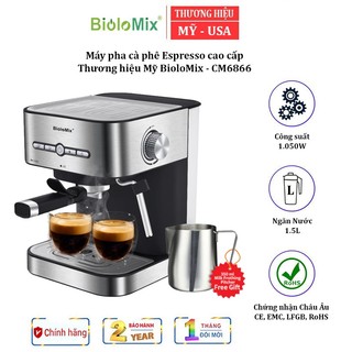 Máy Pha Cà Phê Tự Động Espresso CM6866 Thương hiệu Biolomix Mỹ, Công suất 1050(W), Áp suất 20 Bar.